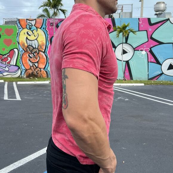 Zinovizo Men's Hawaiian Print Collared Button Down Polo Size Large - Picture 3 of 4